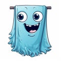 Blue Cartoon Towel With Necronomicon-inspired Design
