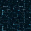 Blue carved squares and rhombuses for an abstract glowing background or pattern Royalty Free Stock Photo