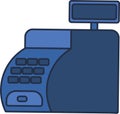 Blue Cash Register With Closed Bill Acceptor