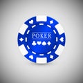 Blue Casino Chip Icon. Casino Chip Vector Illustration