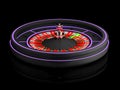 Blue Casino roulette wheel isolated on black background. Modern Casino roulette for poker table. Casino game 3D object