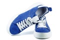 Blue casual suede shoes isolated on a white