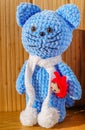 Blue crocheted cat
