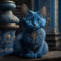Blue cat in a fantastic setting Royalty Free Stock Photo