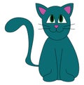 A blue cat with green eyes looks cute vector or color illustration