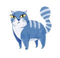 Blue cat. Hand drawn Royalty Free Stock Photo