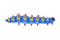 Blue Caterpillar as Larval Stage of Insect Crawling and Creeping Vector Illustration