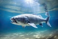 Blue catfish glides gracefully through the crystal-clear water, close up. AI Generated