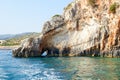 Blue caves at bright sunny day Zakinthos Greece