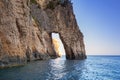 Blue caves at the cliff of Zakynthos island Royalty Free Stock Photo