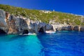 Blue caves at the cliff of Zakynthos island Royalty Free Stock Photo