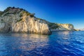 Blue caves at the cliff of Zakynthos island Royalty Free Stock Photo