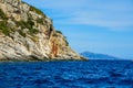 Blue caves at the cliff of Zakynthos island, Greece Royalty Free Stock Photo