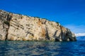 Blue caves at the cliff of Zakynthos island, Greece Royalty Free Stock Photo