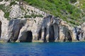 Blue Caves and Ionian Sea - Zakynthos Island, landmark attraction in Greece. Seascape Royalty Free Stock Photo