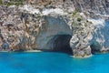 Blue Caves - Zakynthos Island, landmark attraction in Greece. Ionian Sea. Seascape Royalty Free Stock Photo