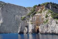 Blue Caves and Ionian Sea - Zakynthos Island, landmark attraction in Greece. Seascape Royalty Free Stock Photo
