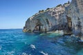Blue Caves. Ionian Sea - Zakynthos Island, landmark attraction in Greece. Seascape Royalty Free Stock Photo