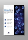 Blue cell culture nucleus vector cover design. A4.