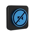 Blue Censored stamp icon isolated on transparent background. Black square button.