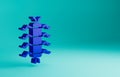 Blue Centipede insect icon isolated on blue background. Minimalism concept. 3D render illustration