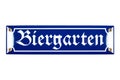 Blue ceramic Biergarten sign