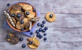 Blue ceramic bowl with cookies Royalty Free Stock Photo