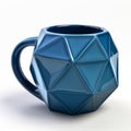 Blue 3d Printed Coffee Mug With Geometric Design