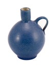 Blue ceramic jug vase handle isolated on white Royalty Free Stock Photo