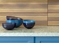 Blue ceramic kitchenware. Royalty Free Stock Photo