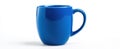 The blue ceramic mug on a clean minimalist background.AI generated image Royalty Free Stock Photo