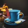 Blue ceramic mug Royalty Free Stock Photo