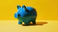The blue ceramic piggybank. AI generated Royalty Free Stock Photo