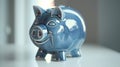 The blue ceramic piggybank.AI generated image Royalty Free Stock Photo