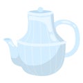 Blue ceramic teapot, simple modern design, isolated on white. Kitchenware for serving tea, minimalist style vector Royalty Free Stock Photo