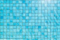 Blue ceramic tile mosaic in swimming pool - seamless texture Royalty Free Stock Photo