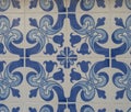 Blue ceramic tiles from facade of old houses in Lisbon Portugal. Portuguese traditional Azulejos decorative artistic Royalty Free Stock Photo