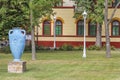 Blue ceramic vase on Palic