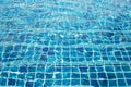 Blue ceramic wall tiles and details of surface on swimming pool Royalty Free Stock Photo