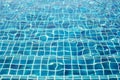 Blue ceramic wall tiles and details of surface on swimming pool Royalty Free Stock Photo