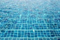 Blue ceramic wall tiles and details of surface on swimming pool Royalty Free Stock Photo