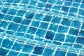 Blue ceramic wall tiles and details of surface on swimming pool Royalty Free Stock Photo