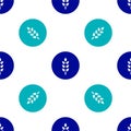Blue Cereals set with rice, wheat, corn, oats, rye, barley icon isolated seamless pattern on white background. Ears of Royalty Free Stock Photo