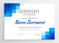 Blue certificate of appreciation template with mosaic shapes