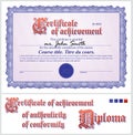 Blue certificate. Template. Horizontal.