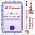 Blue certificate. Template. Vertical.