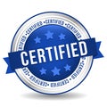 Blue Certified Badge Stamp. Eps 10 Vector