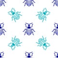 Blue Chafer beetle icon isolated seamless pattern on white background. Vector