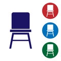 Blue Chair icon isolated on white background. Set icons in color square buttons. Vector Royalty Free Stock Photo