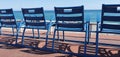 Blue Chairs Along The Promenade Des Anglais In Nice Royalty Free Stock Photo